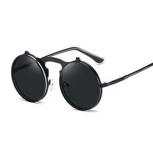Load image into Gallery viewer, Round Steampunk Sunglasses Men Vintage Flip Celebrity Sun Glasses Male Driving Superstar  Brand Designer Metal Shades