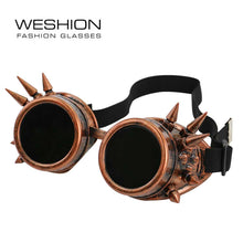 Load image into Gallery viewer, Round Steampunk Sunglasses Men Women Goggles Rave Festival Holographic Steam Punk Glasses With Nail Strapes Gothic Oculos De Sol