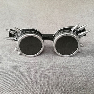 Round Steampunk Sunglasses Men Women Goggles Rave Festival Holographic Steam Punk Glasses With Nail Strapes Gothic Oculos De Sol