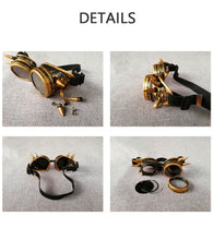 Load image into Gallery viewer, Round Steampunk Sunglasses Men Women Goggles Rave Festival Holographic Steam Punk Glasses With Nail Strapes Gothic Oculos De Sol