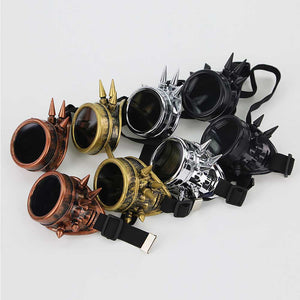 Round Steampunk Sunglasses Men Women Goggles Rave Festival Holographic Steam Punk Glasses With Nail Strapes Gothic Oculos De Sol