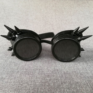 Round Steampunk Sunglasses Men Women Goggles Rave Festival Holographic Steam Punk Glasses With Nail Strapes Gothic Oculos De Sol