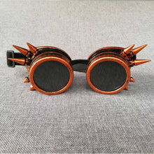 Load image into Gallery viewer, Round Steampunk Sunglasses Men Women Goggles Rave Festival Holographic Steam Punk Glasses With Nail Strapes Gothic Oculos De Sol