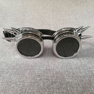 Round Steampunk Sunglasses Men Women Goggles Rave Festival Holographic Steam Punk Glasses With Nail Strapes Gothic Oculos De Sol