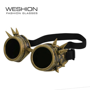Round Steampunk Sunglasses Men Women Goggles Rave Festival Holographic Steam Punk Glasses With Nail Strapes Gothic Oculos De Sol