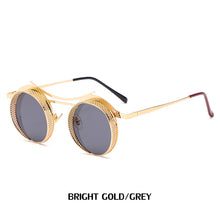Load image into Gallery viewer, Round Steampunk Sunglasses Men Women Punk Sun Glasses Brand Designer Mirror UV400 Shades Male Female Goggle Eyewear