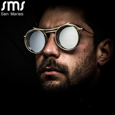 Round Steampunk Sunglasses Men Women Punk Sun Glasses Brand Designer Mirror UV400 Shades Male Female Goggle Eyewear