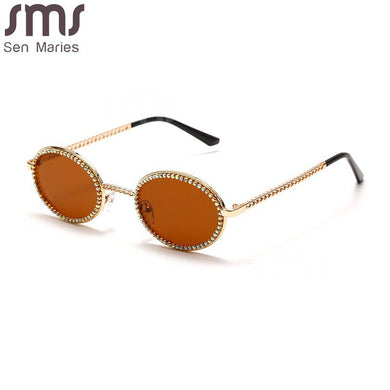 Round Steampunk Sunglasses Oval Vintage Sun Glasses Diamond Retro Eyeglasses  Brand Glasses UV400