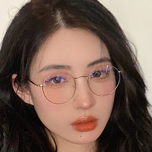Round Stylish 2023 Clear Ocean Lens Glasses Women Men  Designer Shopping Travel Eyeglasses Metal Frame Trend Eyewear