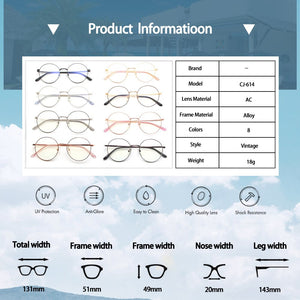 Round Stylish 2023 Clear Ocean Lens Glasses Women Men  Designer Shopping Travel Eyeglasses Metal Frame Trend Eyewear