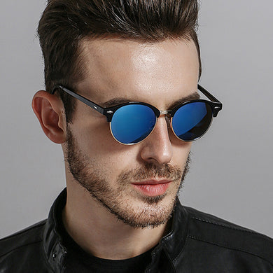 Round Sunglasses Men Brand Designer Vintage Sun Glasses Male Classic Eyewear For Driving Retro Metal Half Frame Oculos De Sol