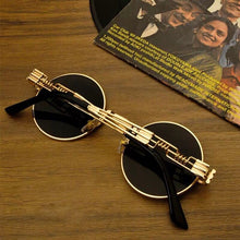 Carica l'immagine nel visualizzatore di Gallery, Round Sunglasses Steampunk Retro Sunglasses Ladies Men Sunglasses UV400 Goggles Shadow Driving Gothic Retro Sunglasses