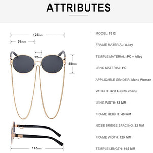 Round Sunglasses Women 2023  Brand Steampunk Sun Glasses For Men With Chain Ladies Sunglass Gafas De Sol Hombre