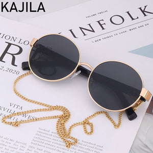 Round Sunglasses Women 2023  Brand Steampunk Sun Glasses For Men With Chain Ladies Sunglass Gafas De Sol Hombre