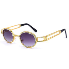 Carica l'immagine nel visualizzatore di Gallery, Round Women Sunglasses Brand Designer Diamond Sunglasses Women 2023 Gothic Steampunk Colorful Rhinestone Shades UV400 Oculos