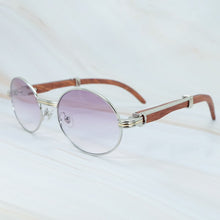Load image into Gallery viewer, Round Wood Sunglasses Men Luxury Brand Designer Carter Sun Glasses Driving Shade Eyewear Mens Wooden White Red Black Wood Glass