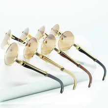 Load image into Gallery viewer, Round Wood Sunglasses Men Luxury Brand Designer Carter Sun Glasses Driving Shade Eyewear Mens Wooden White Red Black Wood Glass
