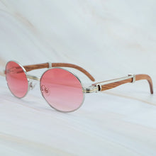 Load image into Gallery viewer, Round Wood Sunglasses Men Luxury Brand Designer Carter Sun Glasses Driving Shade Eyewear Mens Wooden White Red Black Wood Glass