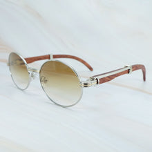 Load image into Gallery viewer, Round Wood Sunglasses Men Luxury Brand Designer Carter Sun Glasses Driving Shade Eyewear Mens Wooden White Red Black Wood Glass