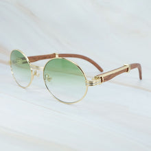 Load image into Gallery viewer, Round Wood Sunglasses Men Luxury Brand Designer Carter Sun Glasses Driving Shade Eyewear Mens Wooden White Red Black Wood Glass