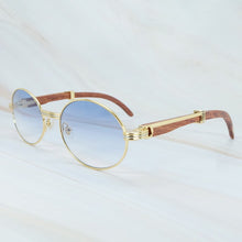 Load image into Gallery viewer, Round Wood Sunglasses Men Luxury Brand Designer Carter Sun Glasses Driving Shade Eyewear Mens Wooden White Red Black Wood Glass