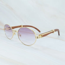 Load image into Gallery viewer, Round Wood Sunglasses Men Luxury Brand Designer Carter Sun Glasses Driving Shade Eyewear Mens Wooden White Red Black Wood Glass