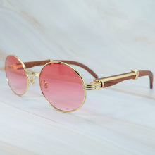 Load image into Gallery viewer, Round Wood Sunglasses Men Luxury Brand Designer Carter Sun Glasses Driving Shade Eyewear Mens Wooden White Red Black Wood Glass
