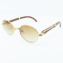Load image into Gallery viewer, Round Wood Sunglasses Men Luxury Brand Designer Carter Sun Glasses Driving Shade Eyewear Mens Wooden White Red Black Wood Glass