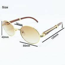 Load image into Gallery viewer, Round Wood Sunglasses Men Luxury Brand Designer Carter Sun Glasses Driving Shade Eyewear Mens Wooden White Red Black Wood Glass