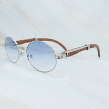 Load image into Gallery viewer, Round Wood Sunglasses Men Luxury Brand Designer Carter Sun Glasses Driving Shade Eyewear Mens Wooden White Red Black Wood Glass