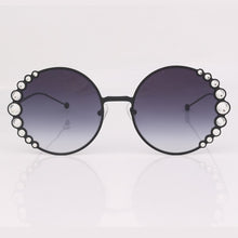 Load image into Gallery viewer, Round metal sunglasses women with crystal over size