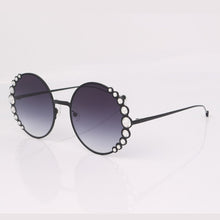 Load image into Gallery viewer, Round metal sunglasses women with crystal over size