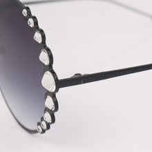 Load image into Gallery viewer, Round metal sunglasses women with crystal over size
