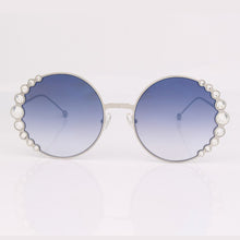 Load image into Gallery viewer, Round metal sunglasses women with crystal over size