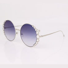 Load image into Gallery viewer, Round metal sunglasses women with crystal over size