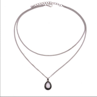 New Fashion Double Horn Necklace Crescent Water Drop Necklace Boho Jewelry Minimal Girlfriend Gift drop shipping C135