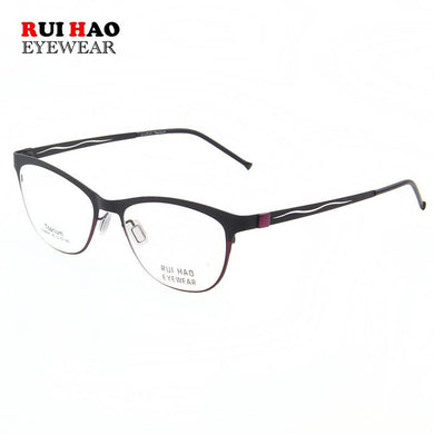 Rui Hao Eyewear Brand Women Eyeglasses Frame Cat Glasses Frame Women Pure Titanium Eyeglasses 2 Color Optical Spectacles 9537