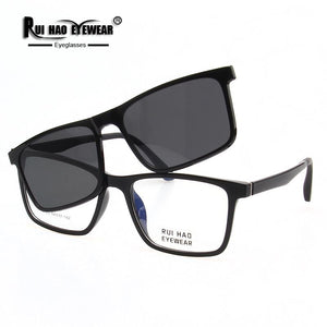 Rui Hao Eyewear Men Eyeglasses Frame And Clip on Sunglasses Polarized Prescription Glasses Frame Men Brand Spectacles 2123