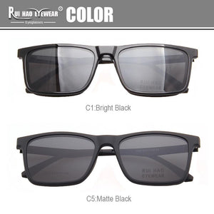 Rui Hao Eyewear Men Eyeglasses Frame And Clip on Sunglasses Polarized Prescription Glasses Frame Men Brand Spectacles 2123