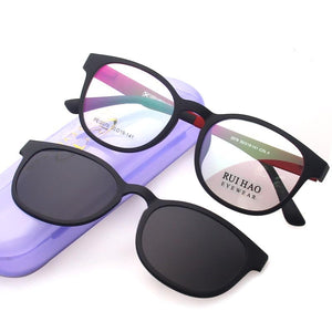 Rui Hao Eyewear Optical Eyeglasses Frame Men Prescription Glasses Frames Oval Eyewear Sunglasses Clip on Polarized Sunglasses