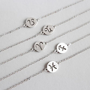 12 Constellation Signs Women's Bracelets Genuine 925 Sterling Silver Chain Link Bracelets Jewelry Birthd Gifts YBR090