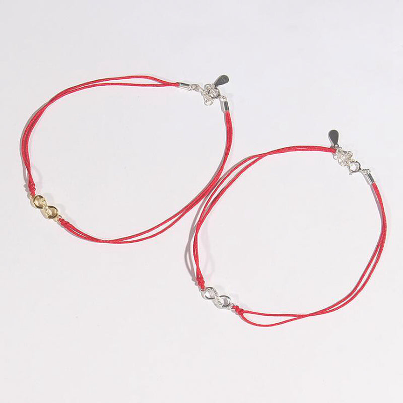 Infinity Ankle Bracelet 925 Sterling Silver Men's Lucky Charm Red Rope Bracelet Handmade Bangle Amulet Jewelry YBR020