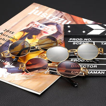 Load image into Gallery viewer, RunBird Hip Hop Retro Small Round Sunglasses Men Vintage Steampunk Sunglasses Women Gold Glasses Frame Eyewear Oculo UV400 494R