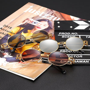 RunBird Hip Hop Retro Small Round Sunglasses Men Vintage Steampunk Sunglasses Women Gold Glasses Frame Eyewear Oculo UV400 494R