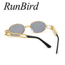 Load image into Gallery viewer, RunBird Hip Hop Retro Small Round Sunglasses Men Vintage Steampunk Sunglasses Women Gold Glasses Frame Eyewear Oculo UV400 494R