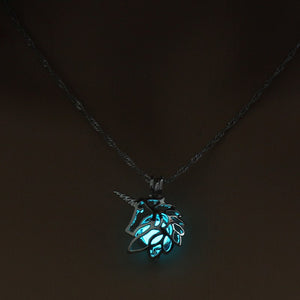 Running Horse Cross Luminous Skull Dragon Animal Footprint Flashlight Glowing Pendant DIY Locket Cage GLOW in the DARK Necklace