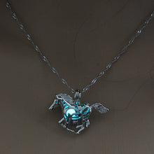 Load image into Gallery viewer, Running Horse Cross Luminous Skull Dragon Animal Footprint Flashlight Glowing Pendant DIY Locket Cage GLOW in the DARK Necklace