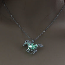 Load image into Gallery viewer, Running Horse Cross Luminous Skull Dragon Animal Footprint Flashlight Glowing Pendant DIY Locket Cage GLOW in the DARK Necklace