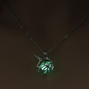 Running Horse Cross Luminous Skull Dragon Animal Footprint Flashlight Glowing Pendant DIY Locket Cage GLOW in the DARK Necklace