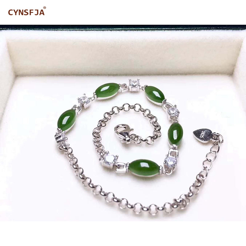 Russian Jasper Bracelets Silver 925 Certified Natural Jasper Lucky Jade Bracelets High Quality Friends Family Birthd Gifts